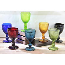 Colored Glass Goblet Embossed High Clear Glass Goblets